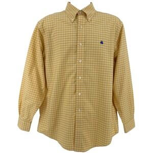 Brooks Brothers Shirt Men M Long Sleeve Yellow Check Supima Cotton Non Iron
